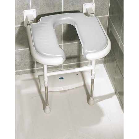 Asiento de ducha abatible forma de 'U' con patas