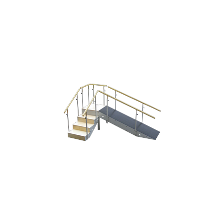 Escalera con rampa cuatro escalones